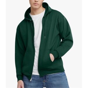 Hanes Green Cotton Full Zip Hoodie 💚🔲
